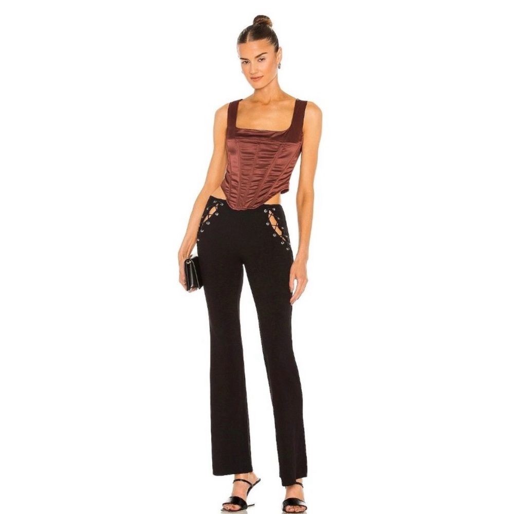Miaou Ryder Lace‎ Up Flare Pants Women’s Size Medium Stretch Black